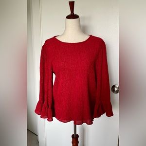 NWT Cupio Dark Crimson Red Statement Blouse, size M